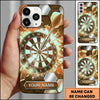 Maxcorners Darts Phone Case Single Arrow Bullseye Shattered Ice Crystal Geometric Plate Target Board Personalized Name Multi Options Cover (7 Colors)