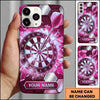 Maxcorners Darts Phone Case Single Arrow Bullseye Shattered Ice Crystal Geometric Plate Target Board Personalized Name Multi Options Cover (7 Colors)