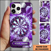 Maxcorners Darts Phone Case Single Arrow Bullseye Shattered Ice Crystal Geometric Plate Target Board Personalized Name Multi Options Cover (7 Colors)