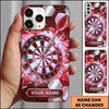 Maxcorners Darts Phone Case Single Arrow Bullseye Shattered Ice Crystal Geometric Plate Target Board Personalized Name Multi Options Cover (7 Colors)