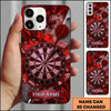 Maxcorners Darts Phone Case Flying Arrow Hit Bullseye Smoke Clouds Cracked Wall Camo Pattern Target Board Personalized Name Multi Options Cover (7 Colors)