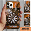 Maxcorners Darts Phone Case Steel Tip Arrow Hit Bullseye Smoke Sparks Broken Concrete Target Board Personalized Name Multi Options Cover (7 Colors)