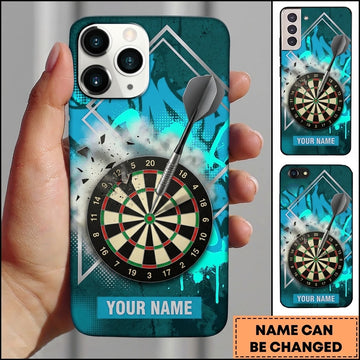 Maxcorners Darts Phone Case Single Arrow Hit Bullseye Explosive Shattered Glass Splatter Graffiti Personalized Name Multi Options Cover (7 Colors)