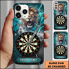Maxcorners Darts Phone Case Powerful Roaring Lion King Lightning Strikes Shattered Glass Target Board Personalized Name Multi Options Cover (7 Colors)