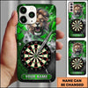 Maxcorners Darts Phone Case Powerful Roaring Lion King Lightning Strikes Shattered Glass Target Board Personalized Name Multi Options Cover (7 Colors)