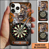 Maxcorners Darts Phone Case Powerful Roaring Lion King Lightning Strikes Shattered Glass Target Board Personalized Name Multi Options Cover (7 Colors)