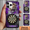 Maxcorners Darts Phone Case Powerful Roaring Lion King Lightning Strikes Shattered Glass Target Board Personalized Name Multi Options Cover (7 Colors)