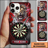 Maxcorners Darts Phone Case Powerful Roaring Lion King Lightning Strikes Shattered Glass Target Board Personalized Name Multi Options Cover (7 Colors)