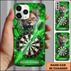 Maxcorners Darts Phone Case Fierce Lion Roaring Fire Sparks Lightning Bolts Broken Glass Target Board Personalized Name Multi Options Cover (7 Colors)