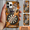 Maxcorners Darts Phone Case Fierce Lion Roaring Fire Sparks Lightning Bolts Broken Glass Target Board Personalized Name Multi Options Cover (7 Colors)