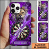 Maxcorners Darts Phone Case Fierce Lion Roaring Fire Sparks Lightning Bolts Broken Glass Target Board Personalized Name Multi Options Cover (7 Colors)
