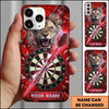Maxcorners Darts Phone Case Fierce Lion Roaring Fire Sparks Lightning Bolts Broken Glass Target Board Personalized Name Multi Options Cover (7 Colors)