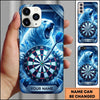 Maxcorners Darts Phone Case Wild Polar Bear Roaring Ice Shards Carbon Texture Target Board Personalized Name Multi Options Cover (7 Colors)