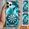 Maxcorners Darts Phone Case Wild Polar Bear Roaring Ice Shards Carbon Texture Target Board Personalized Name Multi Options Cover (7 Colors)