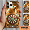 Maxcorners Darts Phone Case Wild Polar Bear Roaring Ice Shards Carbon Texture Target Board Personalized Name Multi Options Cover (7 Colors)