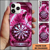 Maxcorners Darts Phone Case Wild Polar Bear Roaring Ice Shards Carbon Texture Target Board Personalized Name Multi Options Cover (7 Colors)
