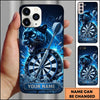 Maxcorners Darts Phone Case Aggressive Black Panther Roaring Lightning Cracked Stone Frame Target Board Personalized Name Multi Options Cover (7 Colors)
