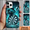 Maxcorners Darts Phone Case Aggressive Black Panther Roaring Lightning Cracked Stone Frame Target Board Personalized Name Multi Options Cover (7 Colors)