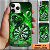Maxcorners Darts Phone Case Aggressive Black Panther Roaring Lightning Cracked Stone Frame Target Board Personalized Name Multi Options Cover (7 Colors)