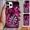 Maxcorners Darts Phone Case Aggressive Black Panther Roaring Lightning Cracked Stone Frame Target Board Personalized Name Multi Options Cover (7 Colors)