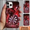 Maxcorners Darts Phone Case Aggressive Black Panther Roaring Lightning Cracked Stone Frame Target Board Personalized Name Multi Options Cover (7 Colors)