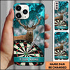 Maxcorners Darts Phone Case Majestic Deer Buck Antlers Lightning Bolts Camo Camouflage Target Board Personalized Name Multi Options Cover (7 Colors)