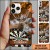 Maxcorners Darts Phone Case Majestic Deer Buck Antlers Lightning Bolts Camo Camouflage Target Board Personalized Name Multi Options Cover (7 Colors)