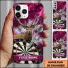 Maxcorners Darts Phone Case Majestic Deer Buck Antlers Lightning Bolts Camo Camouflage Target Board Personalized Name Multi Options Cover (7 Colors)