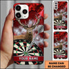 Maxcorners Darts Phone Case Majestic Deer Buck Antlers Lightning Bolts Camo Camouflage Target Board Personalized Name Multi Options Cover (7 Colors)