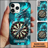 Maxcorners Darts Phone Case Fierce Mythical Dragon Roaring Flaming Aura Hexagon Grid Target Board Personalized Name Multi Options Cover (7 Colors)