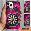Maxcorners Darts Phone Case Fierce Mythical Dragon Roaring Flaming Aura Hexagon Grid Target Board Personalized Name Multi Options Cover (7 Colors)