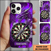 Maxcorners Darts Phone Case Fierce Mythical Dragon Roaring Flaming Aura Hexagon Grid Target Board Personalized Name Multi Options Cover (7 Colors)