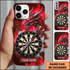 Maxcorners Darts Phone Case Fierce Mythical Dragon Roaring Flaming Aura Hexagon Grid Target Board Personalized Name Multi Options Cover (7 Colors)