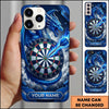 Maxcorners Darts Phone Case Flying Dragon Roaring Flaming Wings Carbon Fiber Metallic Plate Target Board Personalized Name Multi Options Cover (7 Colors)