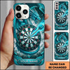 Maxcorners Darts Phone Case Flying Dragon Roaring Flaming Wings Carbon Fiber Metallic Plate Target Board Personalized Name Multi Options Cover (7 Colors)