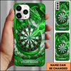 Maxcorners Darts Phone Case Flying Dragon Roaring Flaming Wings Carbon Fiber Metallic Plate Target Board Personalized Name Multi Options Cover (7 Colors)