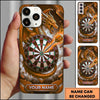 Maxcorners Darts Phone Case Flying Dragon Roaring Flaming Wings Carbon Fiber Metallic Plate Target Board Personalized Name Multi Options Cover (7 Colors)