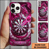 Maxcorners Darts Phone Case Flying Dragon Roaring Flaming Wings Carbon Fiber Metallic Plate Target Board Personalized Name Multi Options Cover (7 Colors)