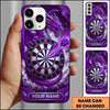 Maxcorners Darts Phone Case Flying Dragon Roaring Flaming Wings Carbon Fiber Metallic Plate Target Board Personalized Name Multi Options Cover (7 Colors)