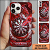 Maxcorners Darts Phone Case Flying Dragon Roaring Flaming Wings Carbon Fiber Metallic Plate Target Board Personalized Name Multi Options Cover (7 Colors)