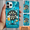 Maxcorners Darts Phone Case Cool Target Board Mascot Sunglasses Holding Beer Glass Flying Arrows Wall Crack Personalized Name Multi Options Cover (7 Colors)