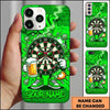 Maxcorners Darts Phone Case Cool Target Board Mascot Sunglasses Holding Beer Glass Flying Arrows Wall Crack Personalized Name Multi Options Cover (7 Colors)