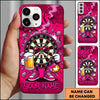 Maxcorners Darts Phone Case Cool Target Board Mascot Sunglasses Holding Beer Glass Flying Arrows Wall Crack Personalized Name Multi Options Cover (7 Colors)