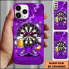 Maxcorners Darts Phone Case Cool Target Board Mascot Sunglasses Holding Beer Glass Flying Arrows Wall Crack Personalized Name Multi Options Cover (7 Colors)