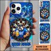 Maxcorners Darts Phone Case Strong Bulldog Mascot Sunglasses Jersey Holding Beer Mug Brick Wall Crack Personalized Name Multi Options Cover (7 Colors)