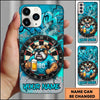 Maxcorners Darts Phone Case Strong Bulldog Mascot Sunglasses Jersey Holding Beer Mug Brick Wall Crack Personalized Name Multi Options Cover (7 Colors)