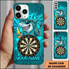Maxcorners Darts Phone Case Cool Shark Mascot Sunglasses Jersey Holding Beer Bottle Target Board Personalized Name Multi Options Cover (7 Colors)