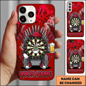 Maxcorners Darts Phone Case Target Board Mascot Cap Sitting Iron Throne Beer Mug Graffiti Personalized Name Multi Options Cover (7 Colors)