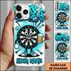 Maxcorners Darts Phone Case Cute Target Board Mascot Holding Beer Mug Flying Arrows Halftone Pattern Personalized Name Multi Options Cover (7 Colors)