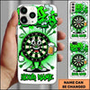 Maxcorners Darts Phone Case Cute Target Board Mascot Holding Beer Mug Flying Arrows Halftone Pattern Personalized Name Multi Options Cover (7 Colors)
